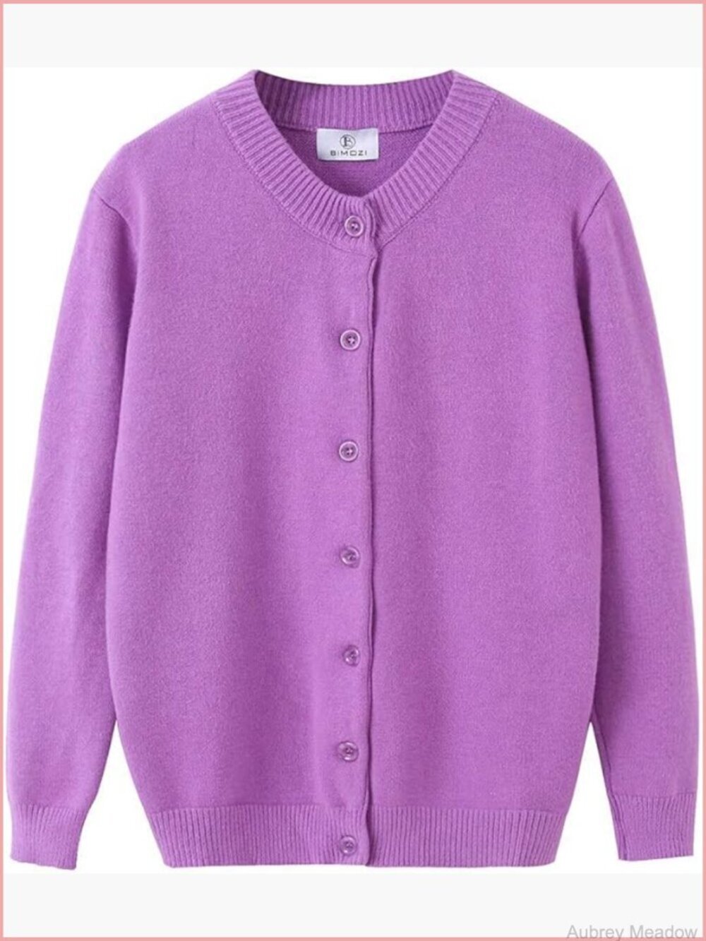 Thick Button Down Cardigan Sweater Crew Neck Medium Weight